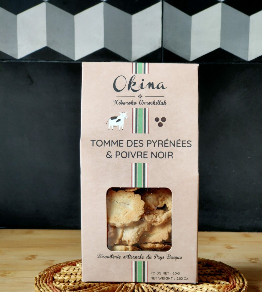 Biscuits apéritifs salés Tomme des Pyrénées / Poivre noir (Sachet de 80 g)